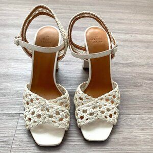 NWB White Sezane Alix Sandals, Size 37